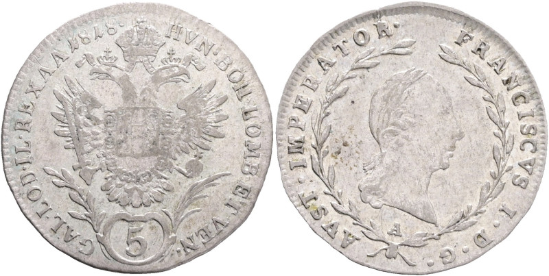 FRANCIS II. 1792-1835 5 Kreutzer 1818 A, KM#2123 Billon Ag.438, 2,16g 22mm, Vien...