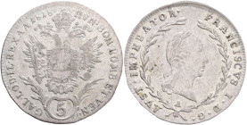 FRANCIS II. 1792-1835 5 Kreutzer 1818 A, KM#2123 Billon Ag.438, 2,16g 22mm, Vienna