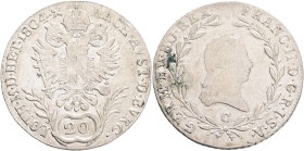 FRANCIS II. 1792-1835 20 Kreutzer 1804 C, KM#2139 Ag.583 6,63g 28/1,4mm, Prague