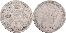 FRANCIS II. 1792-1835 1/2 Kronenthaler 1797 B  KM#61 , Ag.873, 14,41g , 35mm, Kremnica, mint for Belgium