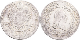FRANCIS II. 1804-1835 20 Kreutzer 1803 F, KM#2239 , Ag.583 6,54g 28/1,4mm, Hall