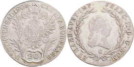 FRANCIS II. 1804-1835 20 Kreutzer 1806 C, KM#2140 , Ag.583, 6,65g 27,88/1,45mm, Prague