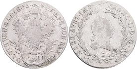 FRANCIS II. 1804-1835 20 Kreutzer 1806 C, KM#2140 Ag.583 6,7g 27,88/1,45mm, Prague