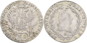 FRANCIS II. 1804-1835 20 Kreutzer 1809 B, KM#2141 Ag.583 6,68g 28/1,2mm, Kremnica