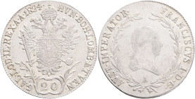FRANCIS II. 1804-1835 20 Kreutzer 1824 A, KM#2119 , Ag.583, 6,64g ,28/1,2mm, Vienna