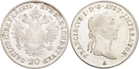 FRANCIS II. 1804-1835 20 Kreutzer 1831 A, KM#2147 , Ag.583, 6,58g 26,62/1,53mm,  Vienna