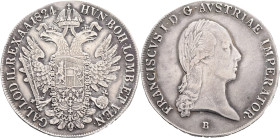 FRANCIS II. 1804-1835 1 Thaler 1824 B  , KM#2162, Adamo#C42 Ag.833 28,08g 39mm Kremnica , patina