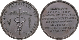 FRANCIS II. 1804-1835 Bronze Medal 1816,  mintage on the occasion of a visit to Milan, Montenuovo#2444 AE-bronze 22,7g 37mm, Milan