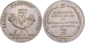 FRANCIS II. 1804-1835 Silver wedding Token 1816,  marriage with Carolina Augusta, R!,  Ag. 8,72g,  29mm