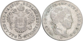 FERDINAND I. 1835-1848 5 Kreutzer 1839 C, KM#2191 Billon Ag.438 2,1g 20/0,7mm,  Prague