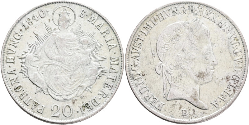 FERDINAND I. 1835-1848 20 Kreutzer 1840 B, ÉH#1419 KM#422 Ag.583 6,68g 26/1,5mm,...
