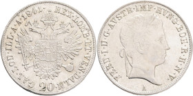 FERDINAND I. 1835-1848 20 Kreutzer 1841 A, KM#2208 Ag.583 6,68g 28/1,3mm, Vienna, patina