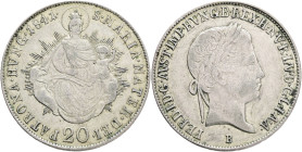 FERDINAND I. 1835-1848 20 Kreutzer 1841 B, KM#422, ÉH#1419 , Ag.583, 6,68g,  26/1,5mm, Kremnica