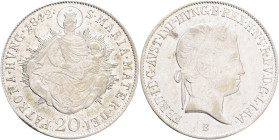 FERDINAND I. 1835-1848 20 Kreutzer 1842 B, KM#422, ÉH#1419 , Ag.583, 6,68g,  26/1,5mm, Kremnica, just