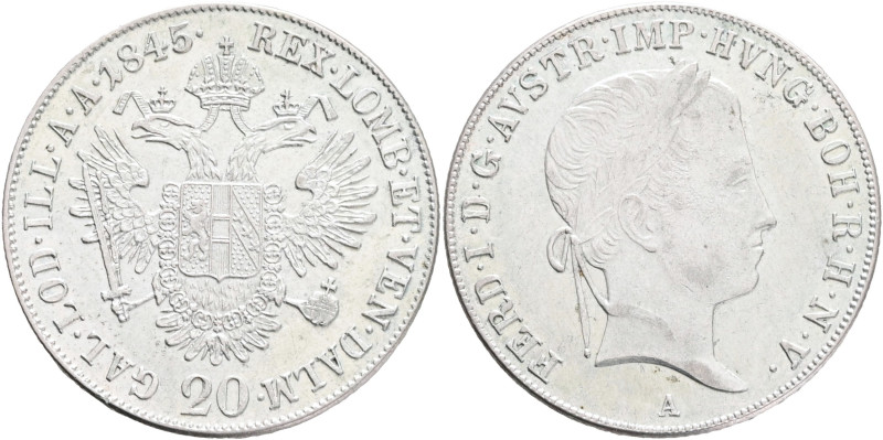 FERDINAND I. 1835-1848 20 Kreutzer 1845 A, KM#2208 Ag.583 6,68g 28/1,3mm, Vienna...