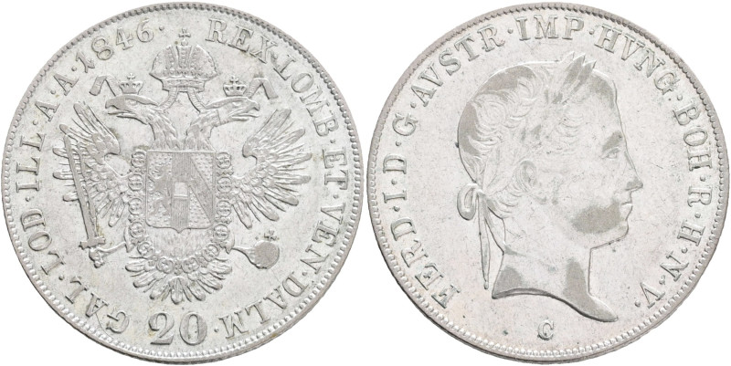 FERDINAND I. 1835-1848 20 Kreutzer 1846 C, KM#2208 Ag.583 6,68g 28/1,3mm, Prague...