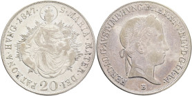 FERDINAND I. 1835-1848 20 Kreutzer 1847 B, KM#422, ÉH#1419 ,Ag.583, 6,62g 26/1,5mm, Kremnica