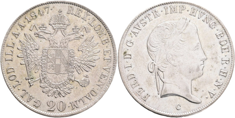 FERDINAND I. 1835-1848 20 Kreutzer 1847 C, KM#2208 , Ag.583, 6,62g 26/1,3mm, Pra...