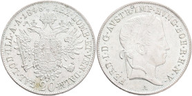 FERDINAND I. 1835-1848 20 Kreutzer 1848 A, KM#2208 Ag.583 6,68g 28/1,3mm, Vienna