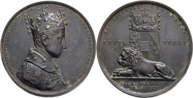 FERDINAND I. 1835-1848 Bronze Medal 1836, coronation of  Ferdinand  V. in Prague, with his portrait, Früh#III.1.d. Copper bronze 63,21g 46,5mm