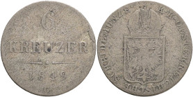 FRANCIS JOSEPH  I. 1848-1916 6 Kreutzer 1849 C, KM#2200 Billon Ag.4375, 1,91g 19,5/0,8mm, Prague