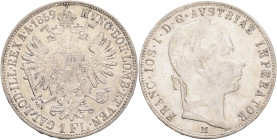 FRANCIS JOSEPH  I. 1848-1916 1 Gulden 1859 M KM#2219 Ag.900, 12,24g 29/2mm Milano