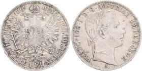 FRANCIS JOSEPH  I. 1848-1916 1 Gulden 1862 A, KM#2219 Ag.900, 12,24g 29/2mm, Vienna, edge