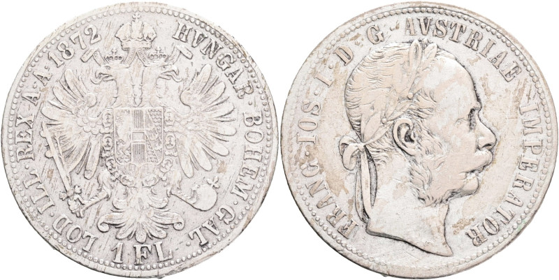 FRANCIS JOSEPH I. 1848-1916 1 Gulden 1872, KM#2222 Ag.900, 12,24g 29/2mm, Vienna...