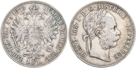 FRANCIS JOSEPH  I. 1848-1916 1 Gulden 1873, KM#2222 Ag.900, 12,24g 29/2mm, Vienna