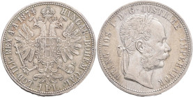FRANCIS JOSEPH  I. 1848-1916 1 Gulden 1874, KM#2222 Ag.900, 12,24g 29/2mm, Vienna