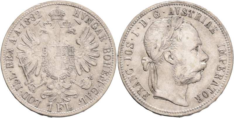 FRANCIS JOSEPH I. 1848-1916 1 Gulden 1882, KM#2222 Ag.900, 12,24g 29/2mm, Vienna...