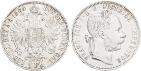 FRANCIS JOSEPH  I. 1848-1916 1 Gulden 1884, KM#2222 Ag.900, 12,24g 29/2mm, Vienna