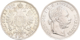 FRANCIS JOSEPH  I. 1848-1916 1Gulden 1888 A, KM#2222 Ag.900, 12,24g 29/2mm, Vienna, lustr mint