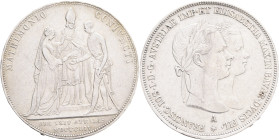 FRANCIS JOSEPH  I. 1848-1916 2 Gulden 1854 A, bridal, X#M3 Ag.900 25,90, 36mm, Vienna