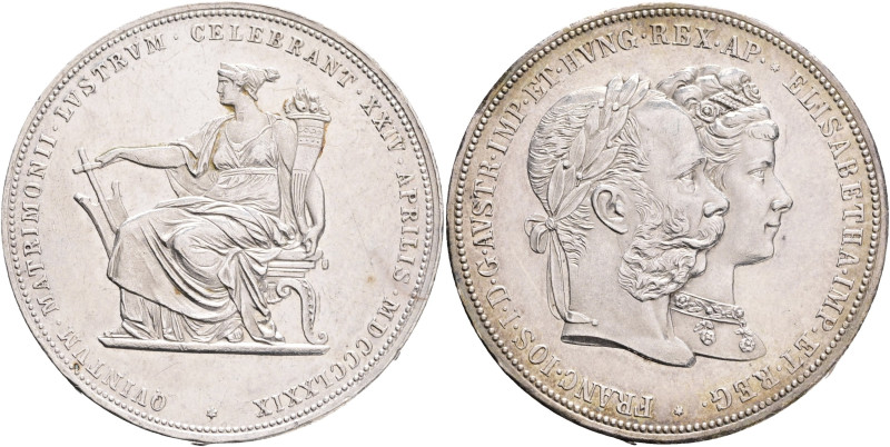 FRANCIS JOSEPH I. 1848-1916 2 Gulden 1879, silver wedding, X#M5 Ag.900 24,70, 36...