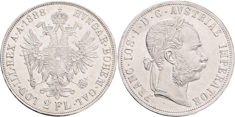 FRANCIS JOSEPH I. 1848-1916 2 Gulden 1888, KM#2233 Ag.900 24,73, 36mm, Vienna, s...