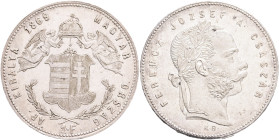 FRANCIS JOSEPH  I. 1848-1916 1 Forint 1869 KB,  KM#449,ÉH#1463,Ag.900, 12,36g 29mm, Kremnica