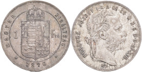 FRANCIS JOSEPH  I. 1848-1916 1 Forint 1876 KB, KM#453,ÉH#1464 Ag.900, 12,34g 29/2,mm, Franz Joseph I., Kremnica, cabinet patina