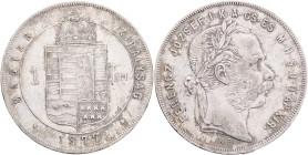 FRANCIS JOSEPH  I. 1848-1916 1 Forint 1877 KB, KM#453,ÉH#1464 Ag.900, 12,34g 29/2,mm, Franz Joseph I., Kremnica, cabinet patina