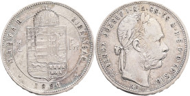 FRANCIS JOSEPH  I. 1848-1916 1 Forint 1881 KB KM#453,ÉH#1464 Ag.900, 12,34g 29/2,mm Franz Joseph I. Kremnica