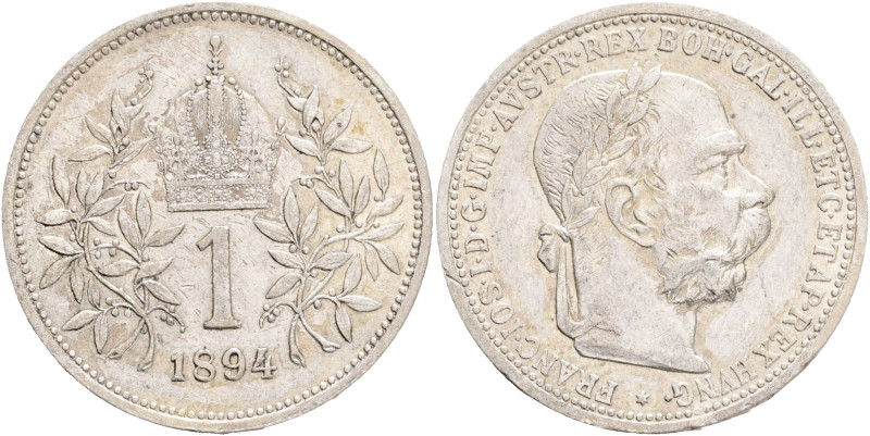 FRANCIS JOSEPH I. 1848-1916 1 Koruna 1894 KM#2804 Ag.835 5,01g, 23/1,5mm Vienna ...