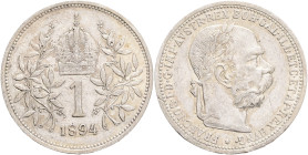 FRANCIS JOSEPH  I. 1848-1916 1 Koruna 1894 KM#2804 Ag.835 5,01g, 23/1,5mm Vienna
