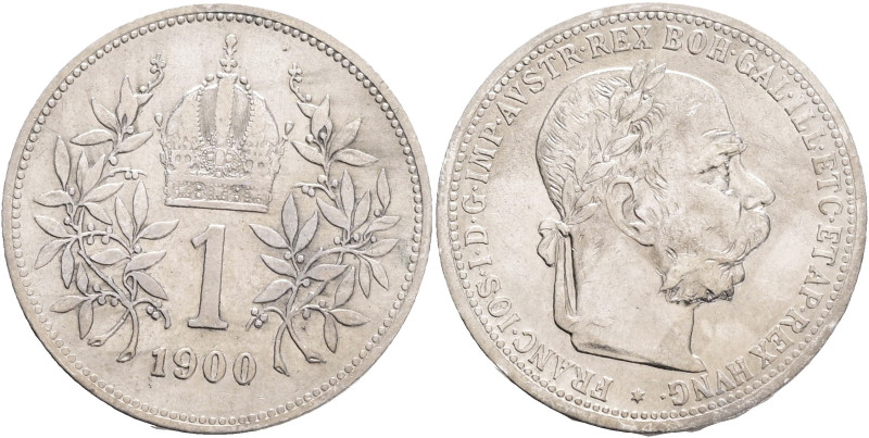 FRANCIS JOSEPH I. 1848-1916 1 Corona 1900 KM#2804 Ag.835 5,00g, 23/1,5mm Vienna ...