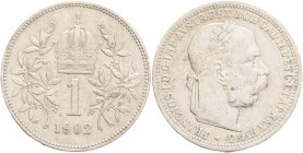 FRANCIS JOSEPH  I. 1848-1916 1 Corona 1902 KM#2804 Ag.835 4,98g, 23/1,5mmVienna