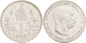 FRANCIS JOSEPH  I. 1848-1916 1 Corona 1912, KM#2820 Ag.835 5,01g, 23/1,5mm, Vienna