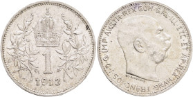 FRANCIS JOSEPH  I. 1848-1916 1 Corona 1913, KM#2820 Ag.835 4,97g, 23/1,5mm, Vienna