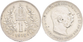 FRANCIS JOSEPH  I. 1848-1916 1 Corona 1916, KM#2820 Ag.835 5,01g, 23/1,5mm, Vienna