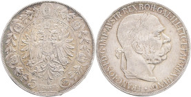 FRANCIS JOSEPH  I. 1848-1916 5 Corona 1907 KM#2807  Ag.900 24g 36/2,6mm Vienna