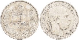 FRANCIS JOSEPH  I. 1848-1916 1 Corona KB 1894 KM#484, ÉH#1495 Ag.835 5,01g, 23/1,5mm   Kremnica