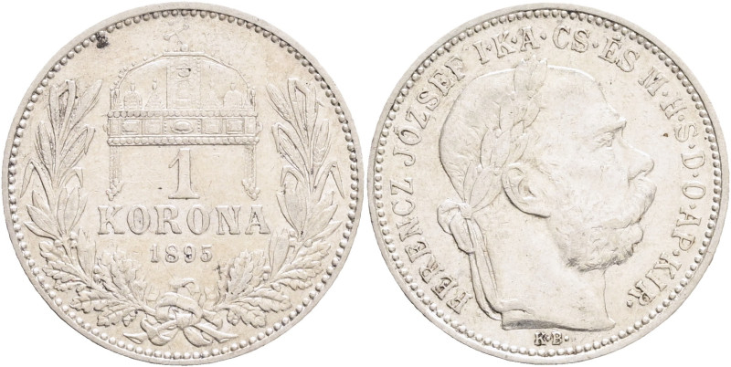 FRANCIS JOSEPH I. 1848-1916 1 Corona KB 1895 KM#484, ÉH#1495 Ag.835 5,01g, 23/1,...